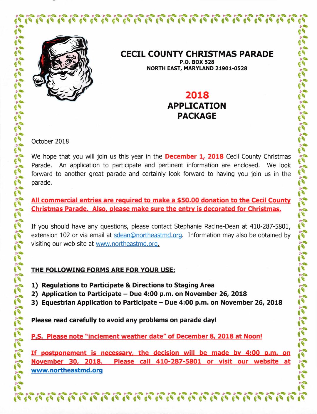 2018 Parade Application – Welcome to North East, Maryland