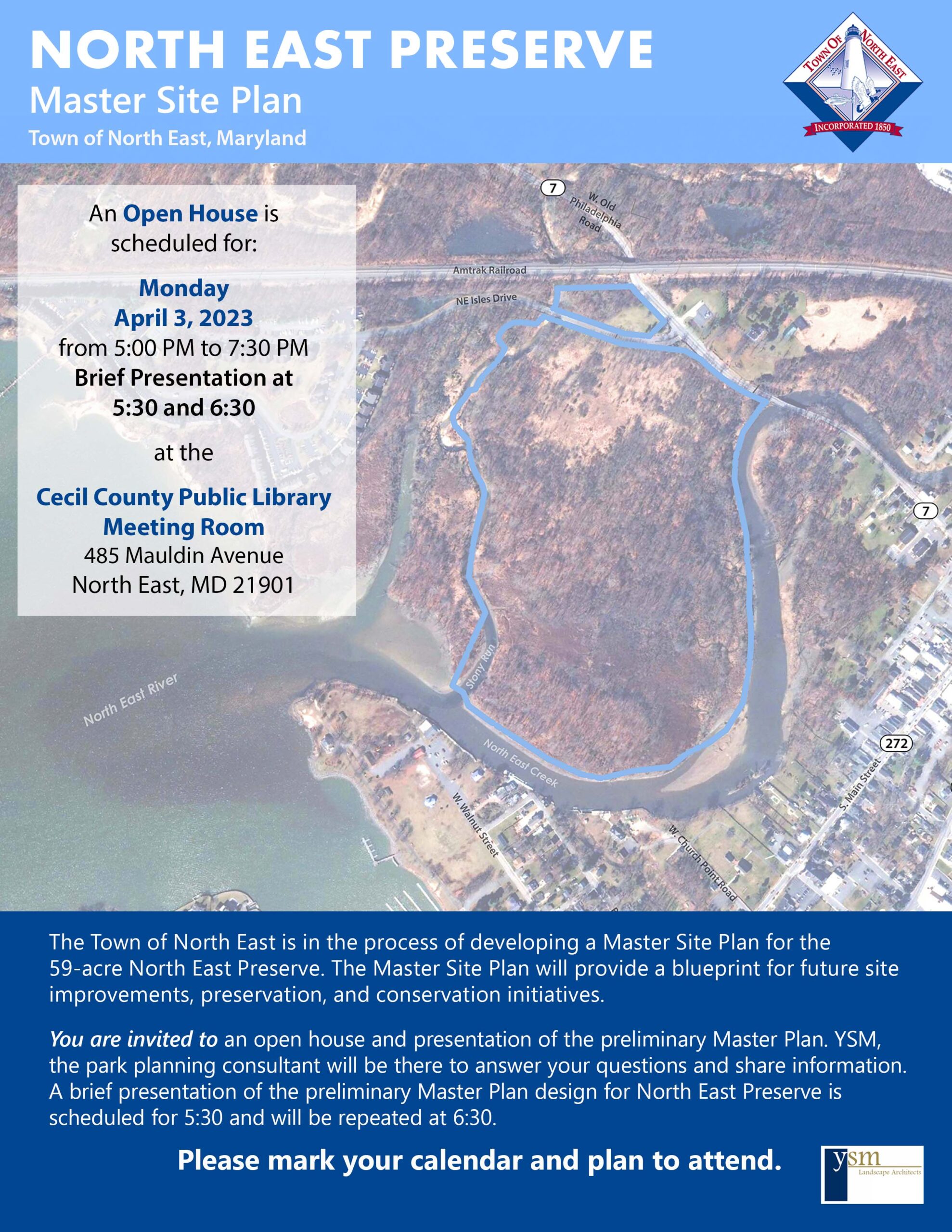 Open House North East Preserve Master Site Plan Meeting to North East, Maryland